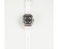 Quartz watch Skeleton Hourglass Silvery Watch ( White Strap )