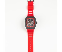 Mechanical Watch The runway  Black Watch ( Red Strap )