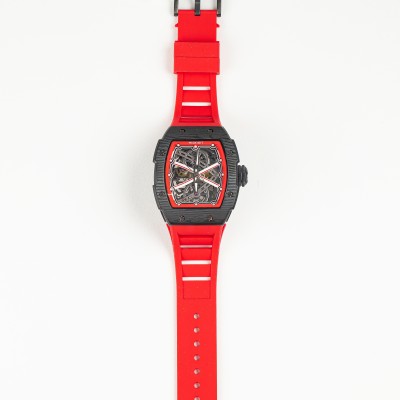  Mechanical watch The Runway -Black Watch (Red strap) 