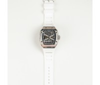 Mechanical Watch The runway  Silvery Watch ( White Strap )